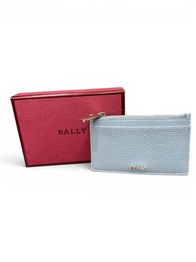 Bally Leather Zip Card Holder Wallet | Light Grey | NWOT w/ Box
